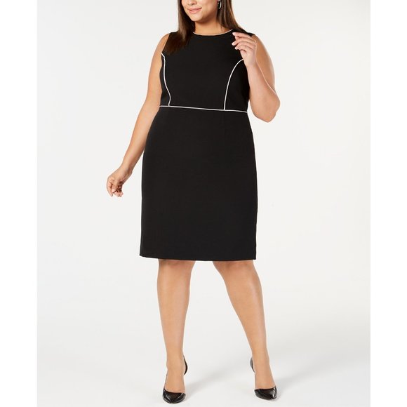 NWT KASPER Plus Size Piped-trim Sheath Dress, 18W